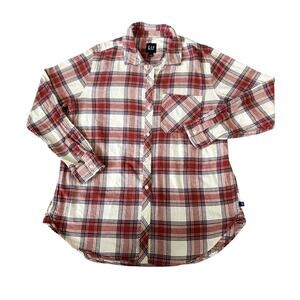 Gap Dark Red Checkered Flannel Button-Down Womens Size L